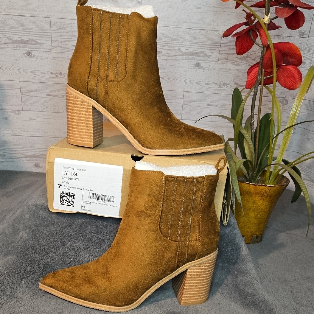 Imily Bela Women's Elastic Ankle Brown Suede  Boots Sz 7.5
